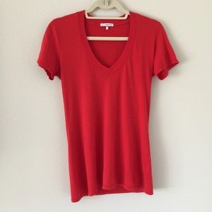 JAMES PERSE Red V-Neck T-Shirt